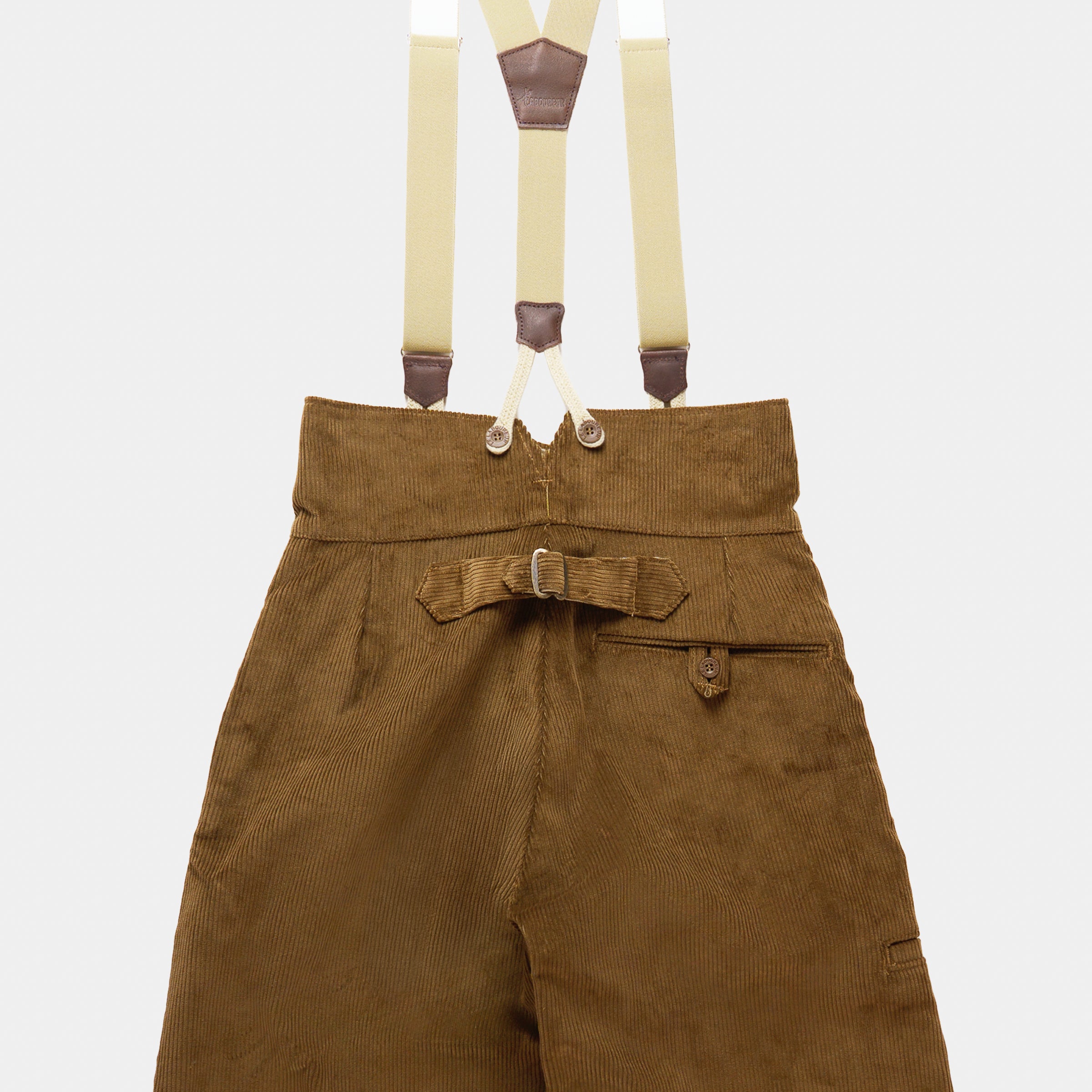 Le Laboureur Corduroy French Farm Pant with Braces in Hazelnut