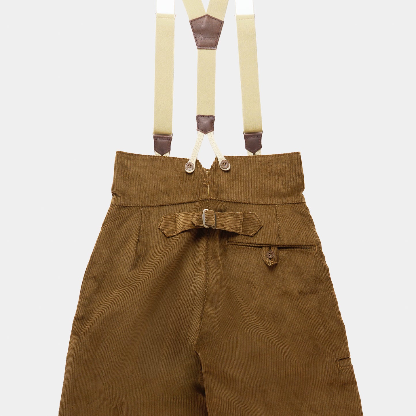 Le Laboureur Corduroy French Farm Pant with Braces in Hazelnut
