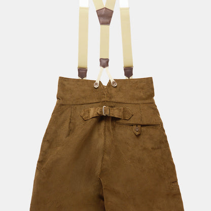 Le Laboureur Corduroy French Farm Pant with Braces in Hazelnut