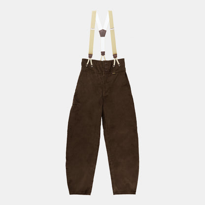 Le Laboureur Corduroy French Farm Pant with Braces in Dark Walnut