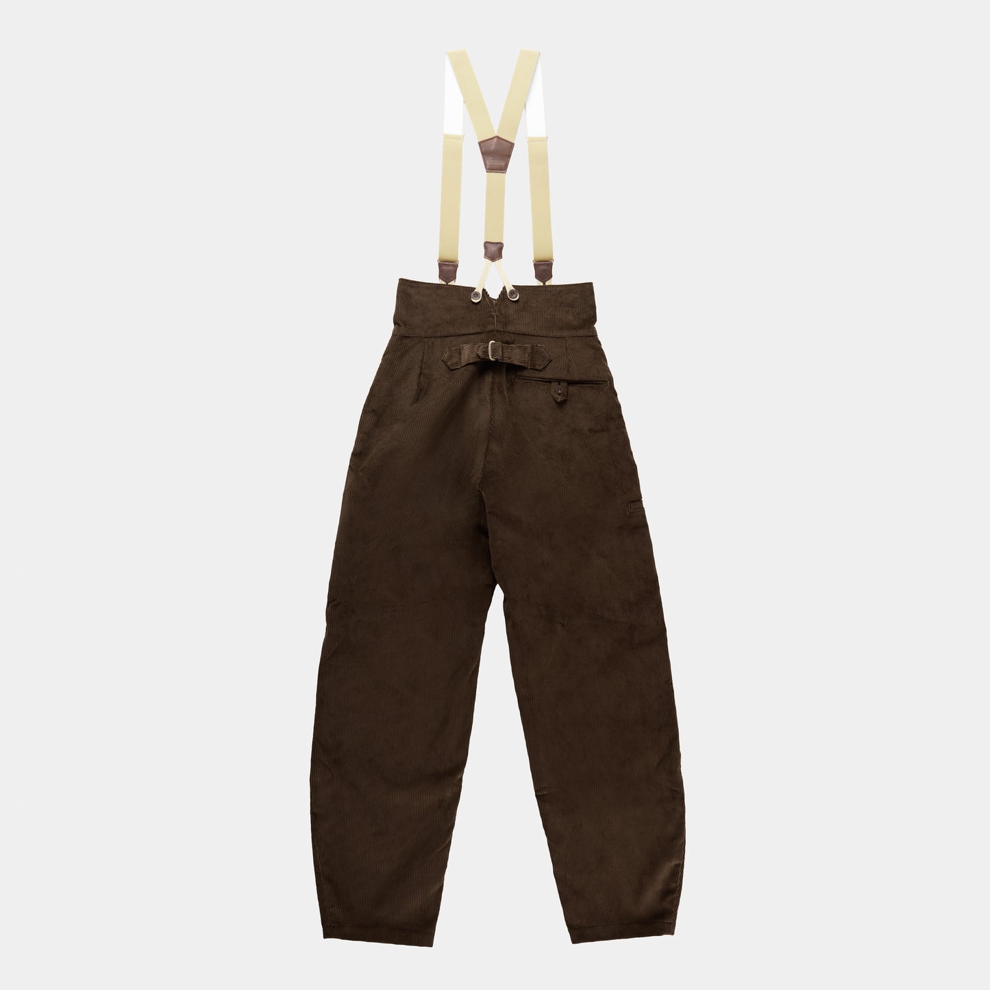 Le Laboureur Corduroy French Farm Pant with Braces in Dark Walnut