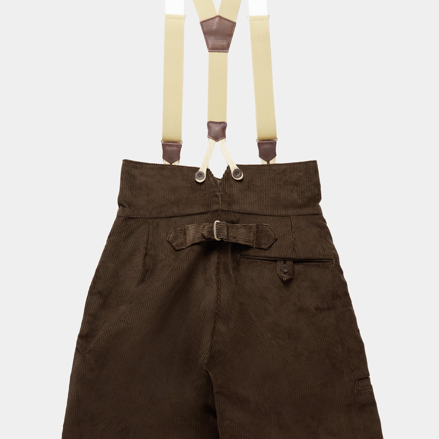 Le Laboureur Corduroy French Farm Pant with Braces in Dark Walnut