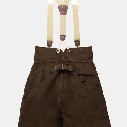 Le Laboureur Corduroy French Farm Pant with Braces in Dark Walnut
