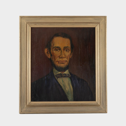 Vintage Painting of Lincoln with Reverse Painting of Woman