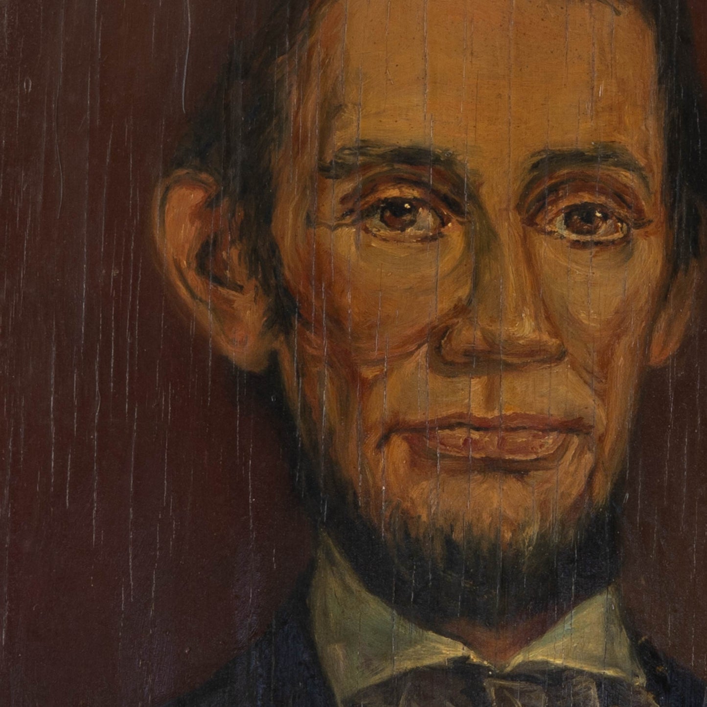 Vintage Painting of Lincoln with Reverse Painting of Woman