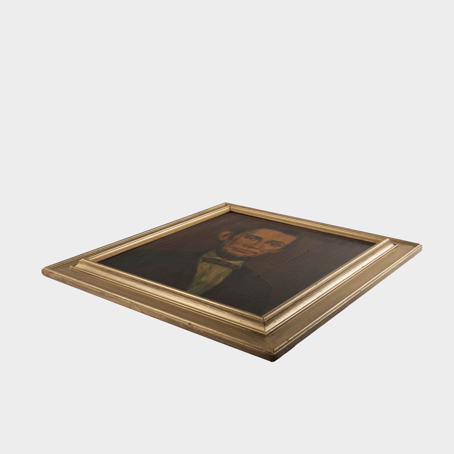Vintage Painting of Lincoln with Reverse Painting of Woman