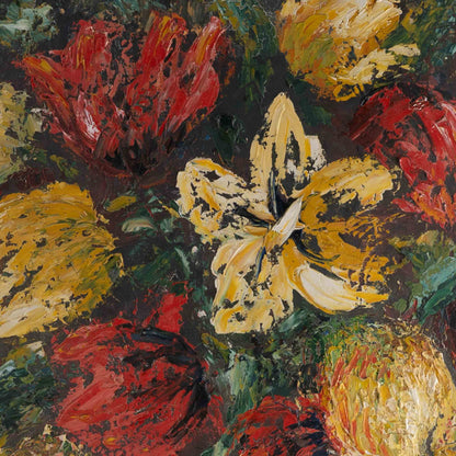 Abstract Floral Oil Painting, England, 20th C.