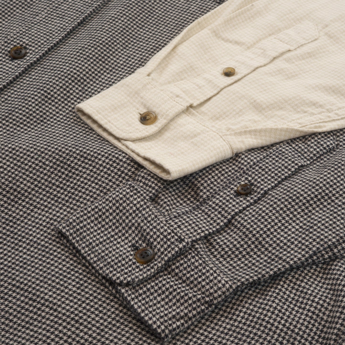 Gardening Chemise in Organic Flannel Houndstooth - Cream