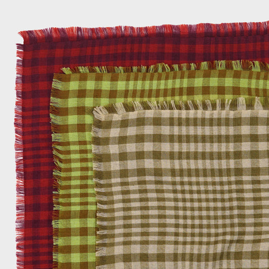 Himalayan Cashmere Hand Spun Kerchief Scarf in Plaid