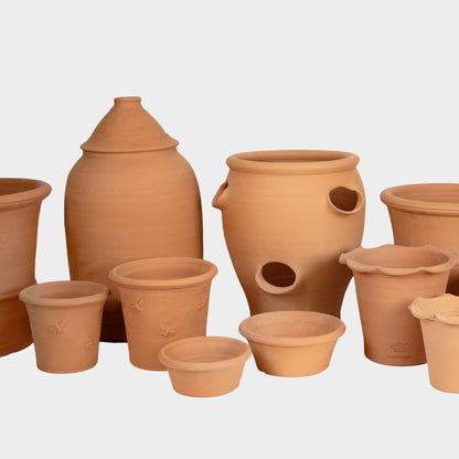 English Terracotta Embossed Bee Pots