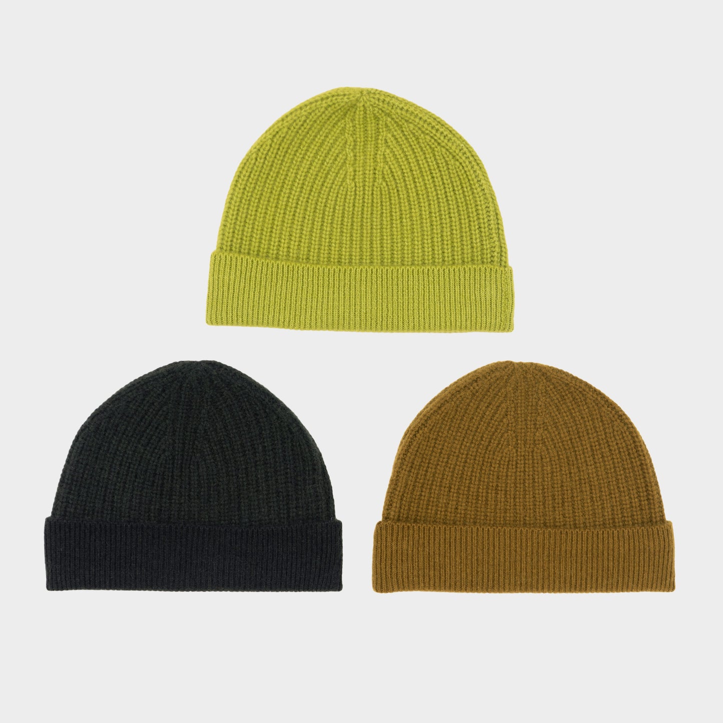 Himalayan Cashmere Fisherman Ribbed Beanie - Arboretum Palette