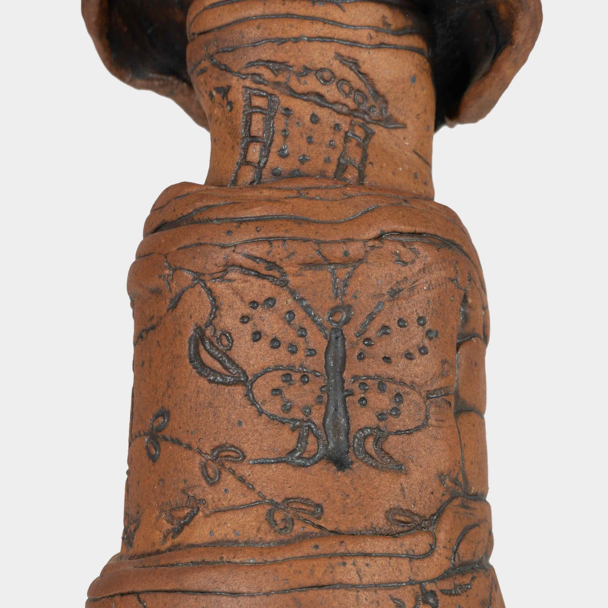 Vintage Art Pottery Vase with Folk Motifs, Oregon, 20th C.