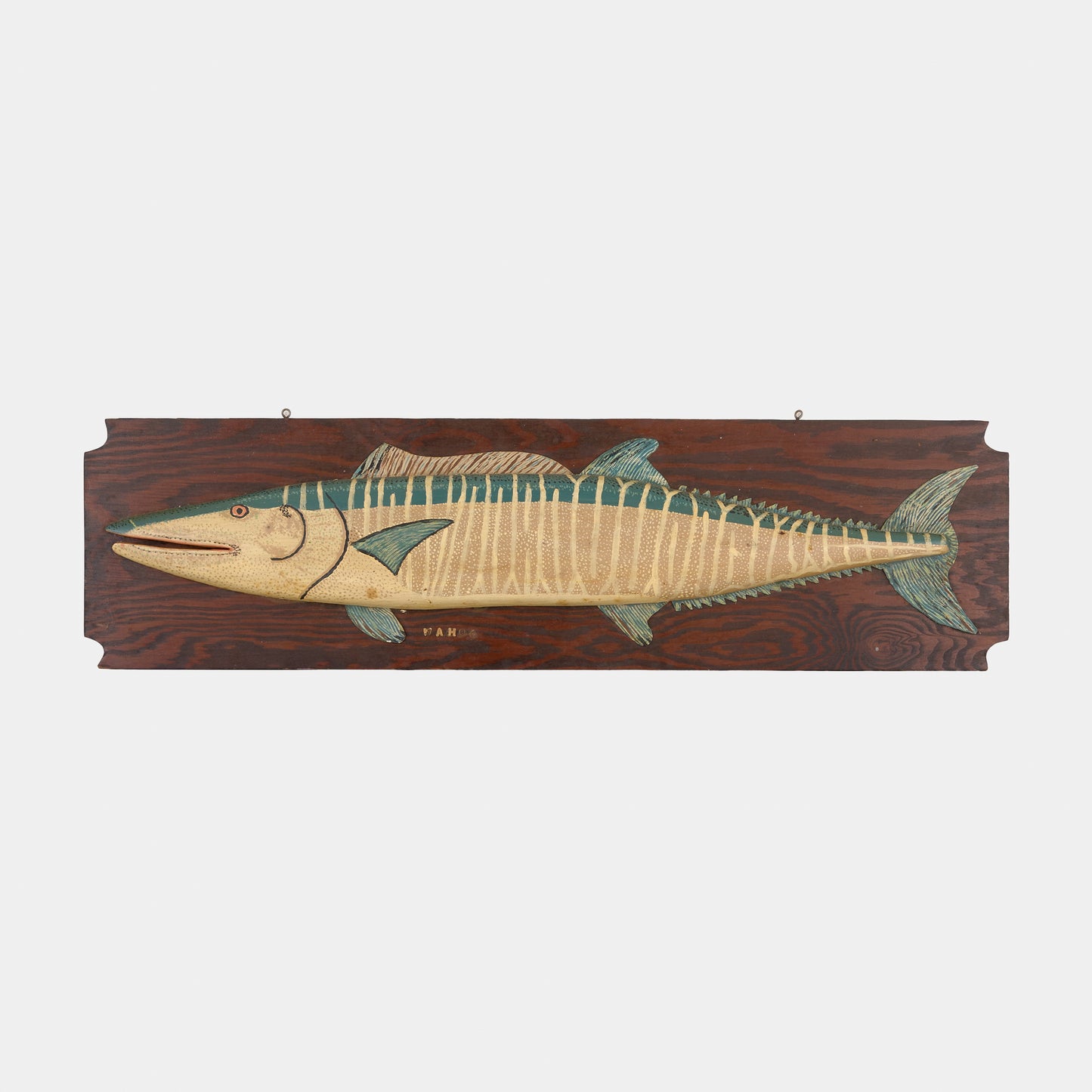 Vintage Hand Carved and Painted Wahoo Fish Plaque
