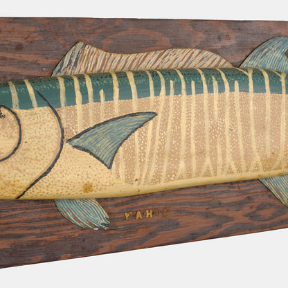 Vintage Hand Carved and Painted Wahoo Fish Plaque