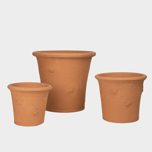 English Terracotta Embossed Bee Pots