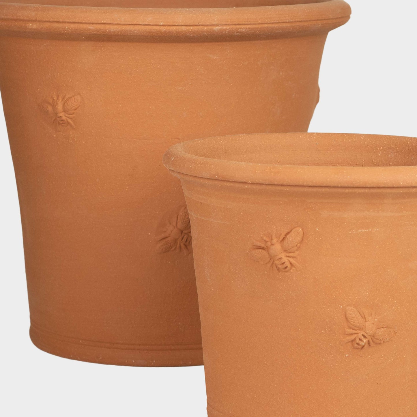 English Terracotta Embossed Bee Pots