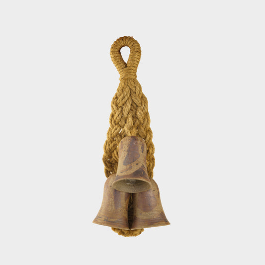 Vintage Hanging Ceramic Bells with Jute Weaving