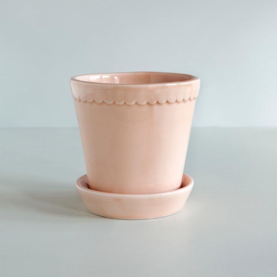 Bergs Potter Helena Glazed Pot & Saucer in Rose Quartz