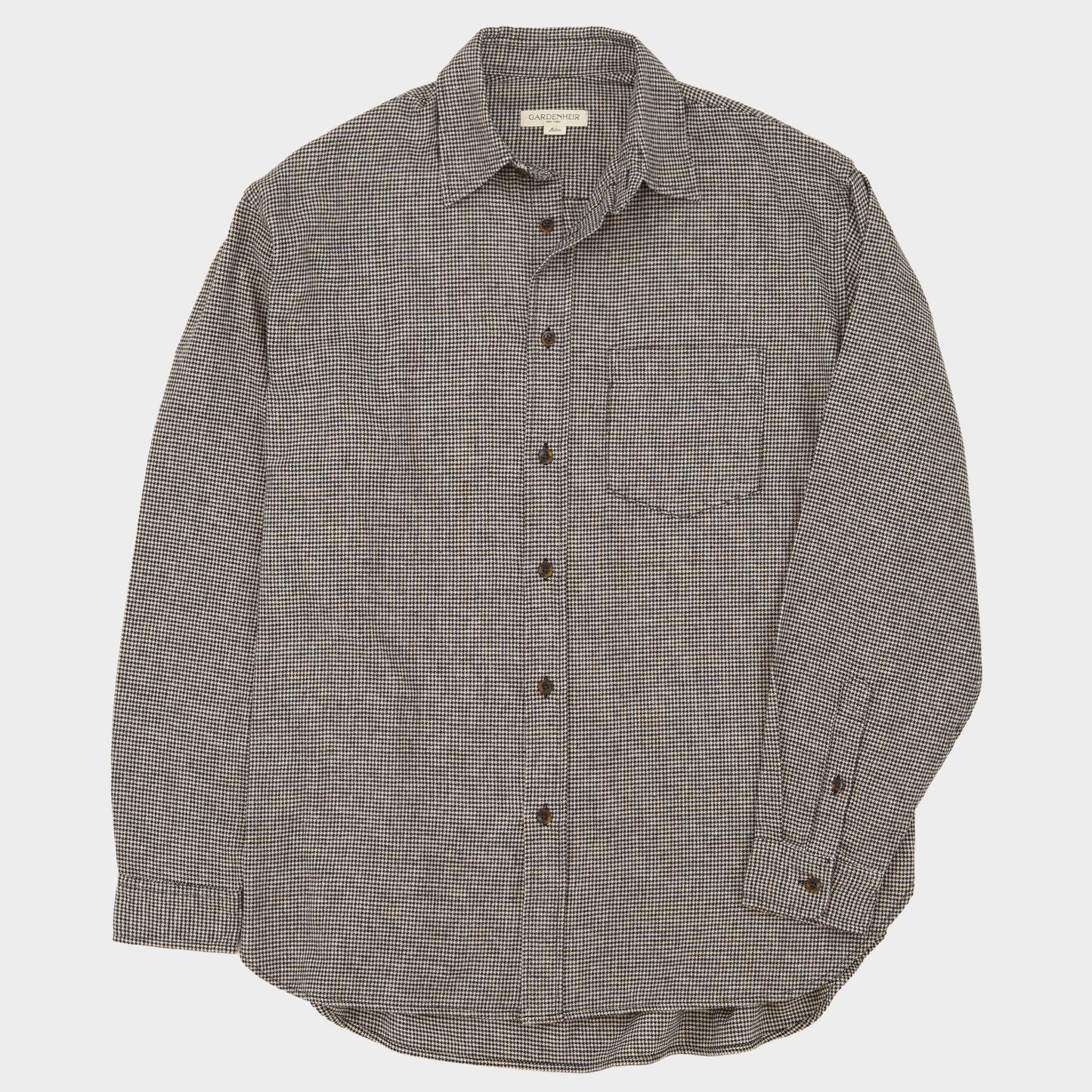 Gardening Chemise in Organic Flannel Houndstooth - Black