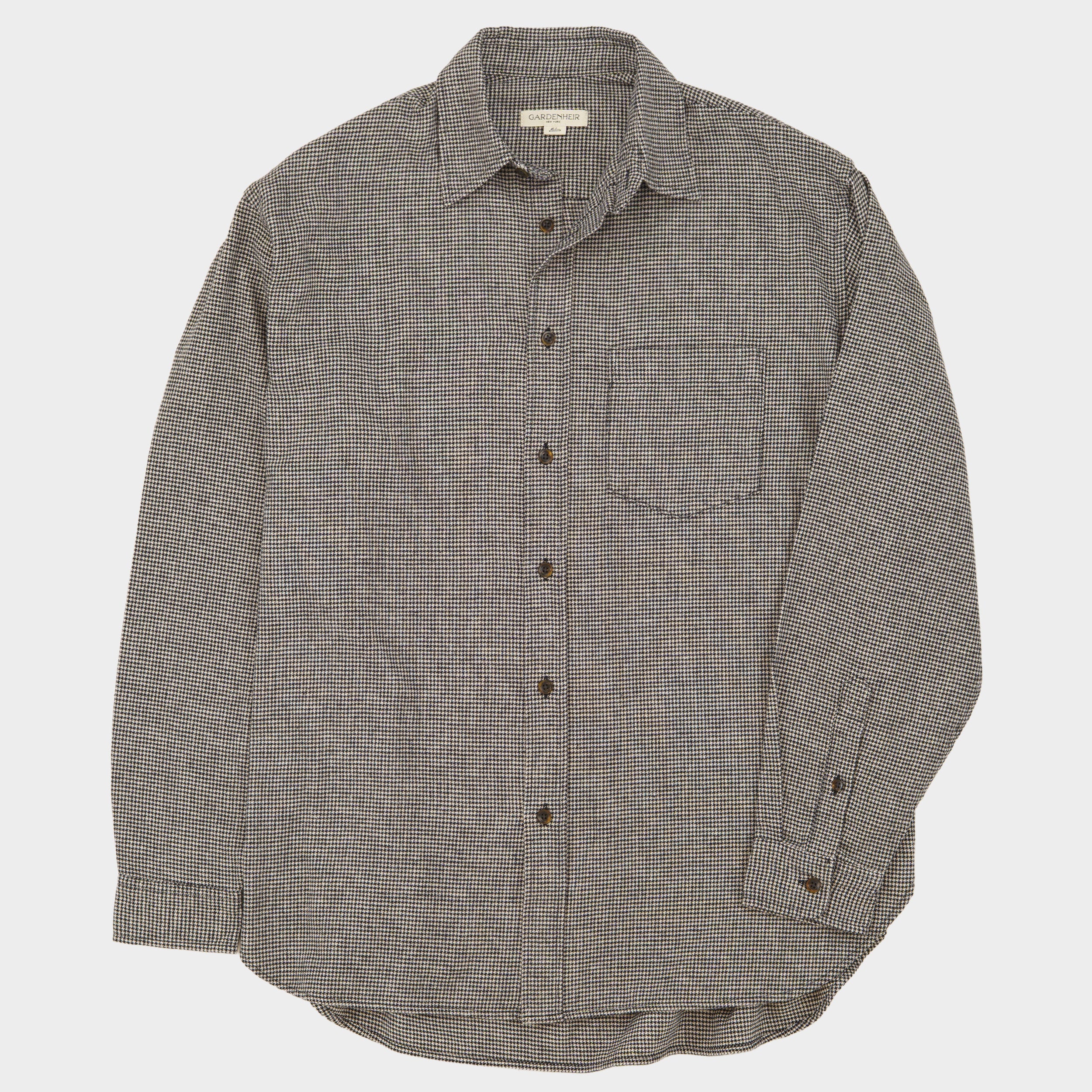 Gardening Chemise in Organic Flannel Houndstooth - Black