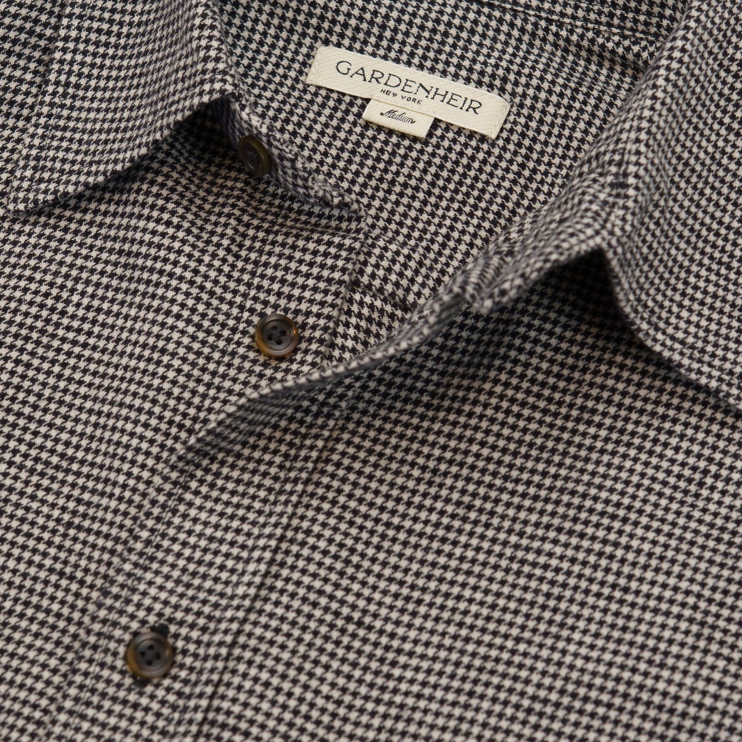 Gardening Chemise in Organic Flannel Houndstooth - Black