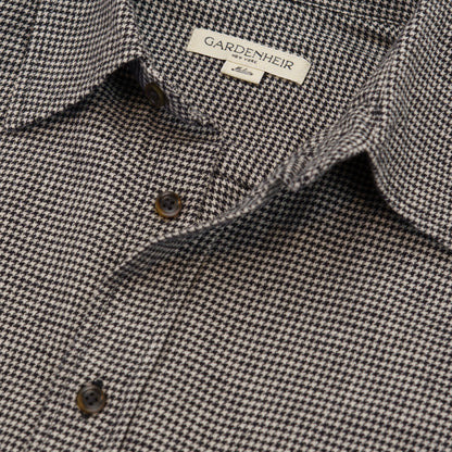 Gardening Chemise in Organic Flannel Houndstooth - Black