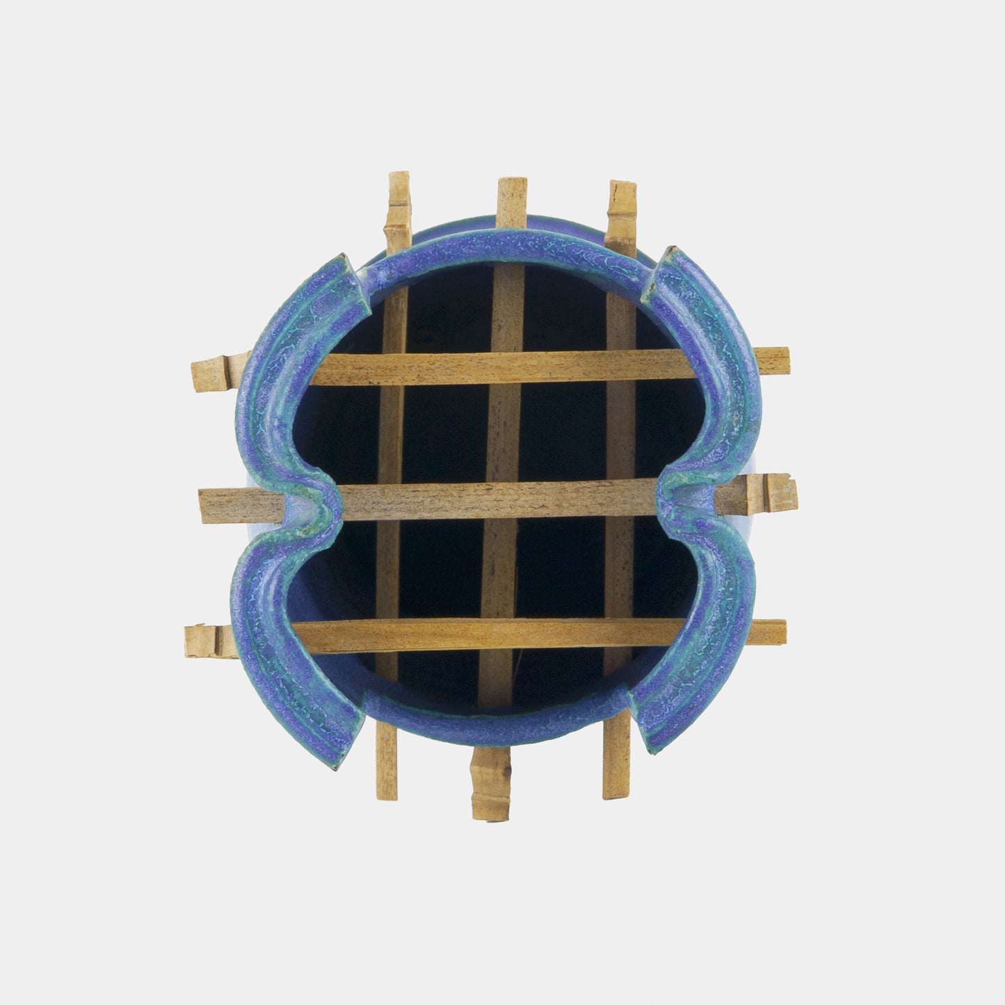 Vintage Ceramic Vase with Slatted Flower Frog