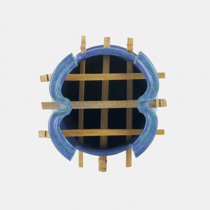 Vintage Ceramic Vase with Slatted Flower Frog