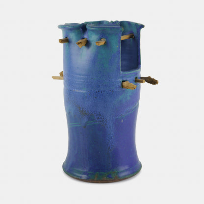 Vintage Ceramic Vase with Slatted Flower Frog