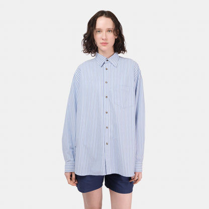 Cotton Oxford Gardening Chemise in Blue Stripe