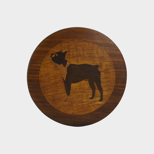 Vintage Inlaid Wood Boston Terrier Plaque