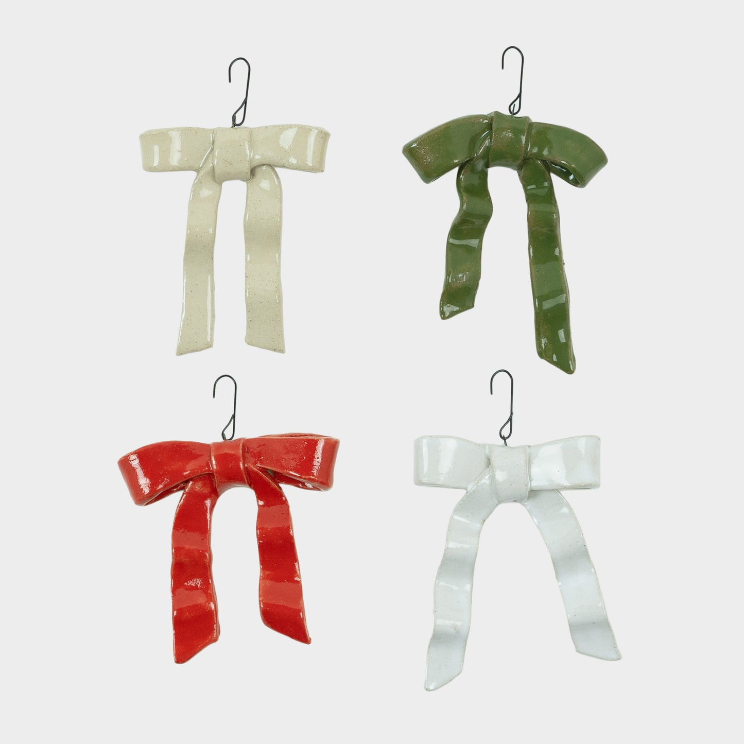 Handmade Ceramic Bow Ornaments