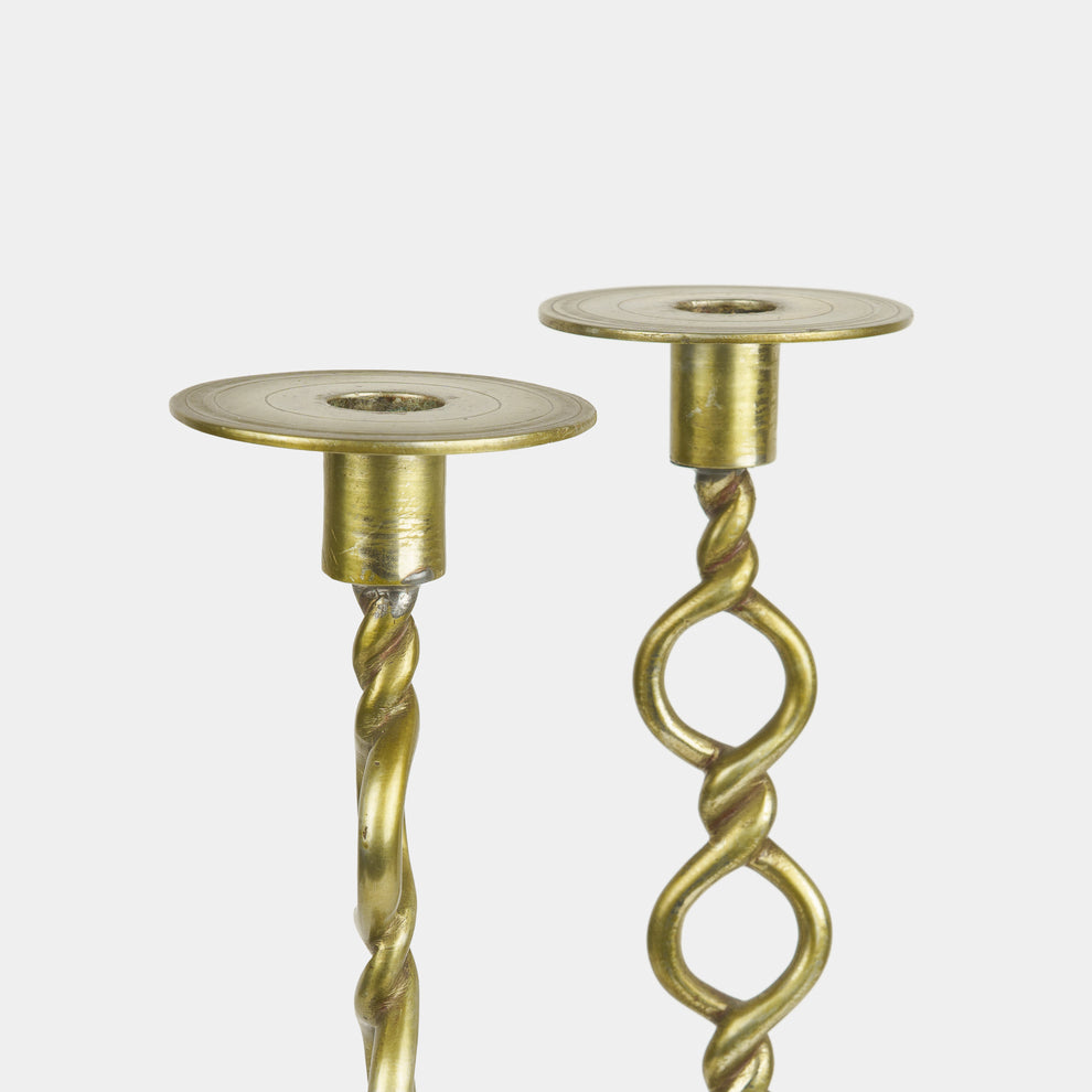 Antique Brass Rope Candlestick Pair – Gardenheir