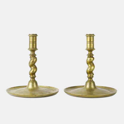 Vintage Candlestick Pair with Wide Base