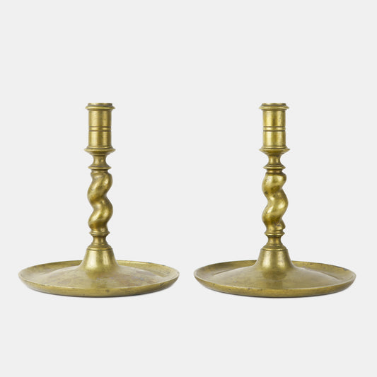 Vintage Candlestick Pair with Wide Base