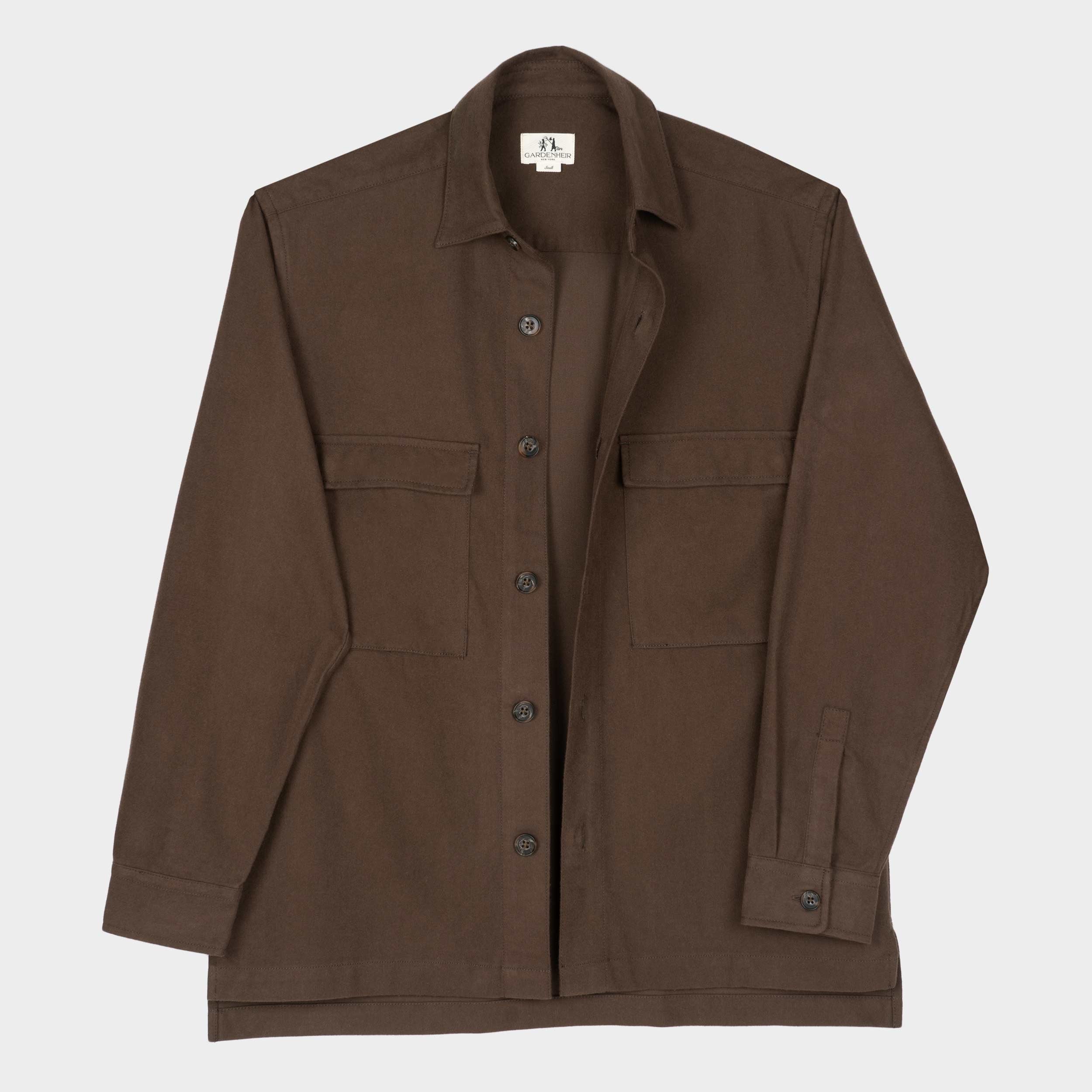 Japanese Cotton Flannel Field Shirt in Brown