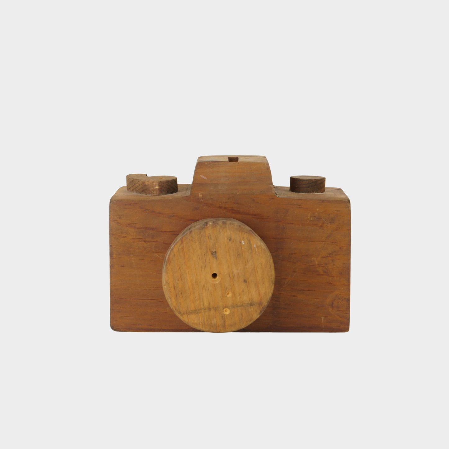 Vintage Folk Wood Camera Sculpture