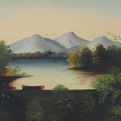 Antique Painting of Canoe on Lake, New York