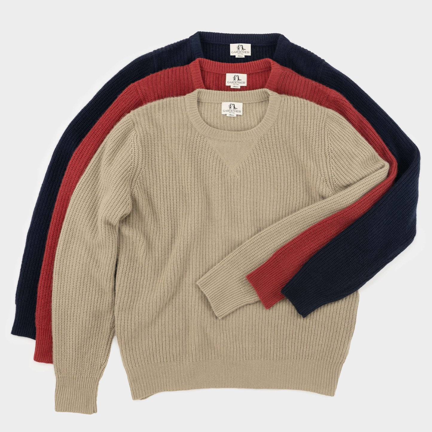 Himalayan Cashmere Shaker Stitch Crewneck Sweater