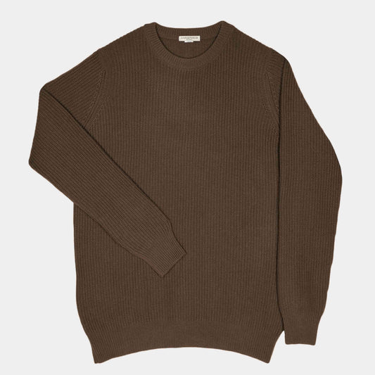 Himalayan Cashmere Shaker Stitch Crewneck Sweater in Clove