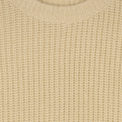 Himalayan Cashmere Shaker Stitch Crewneck Sweater in Ecru