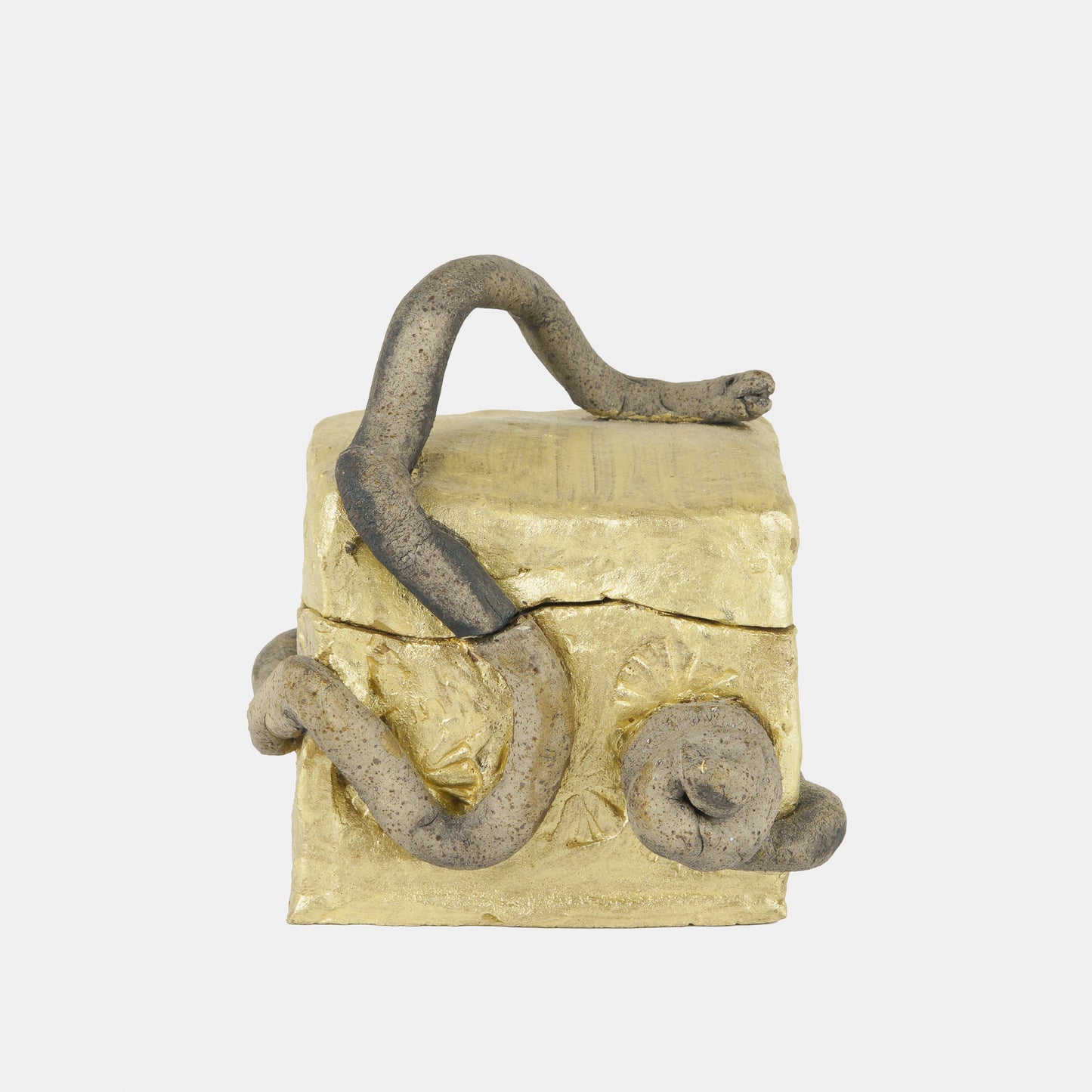 Vintage Folk Ceramic Snake Box