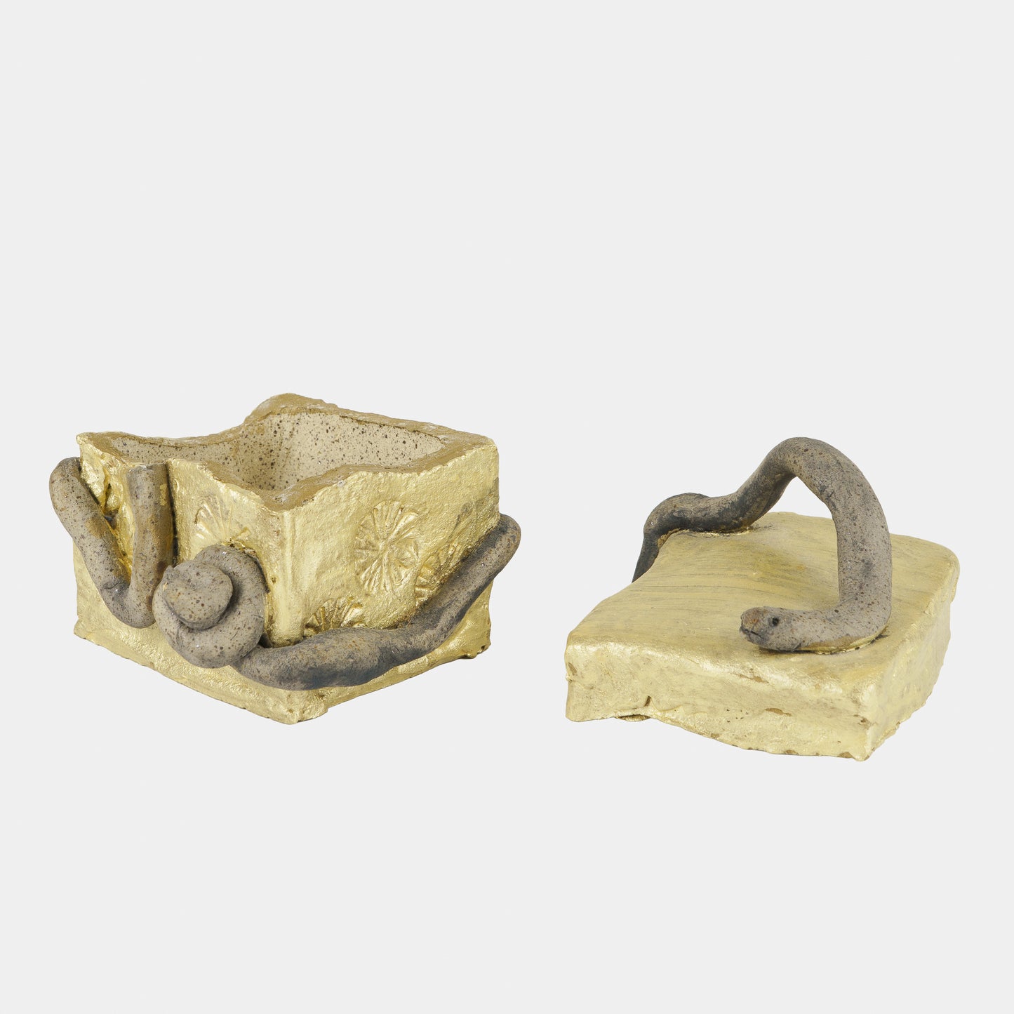 Vintage Folk Ceramic Snake Box