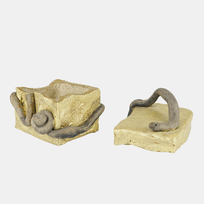 Vintage Folk Ceramic Snake Box