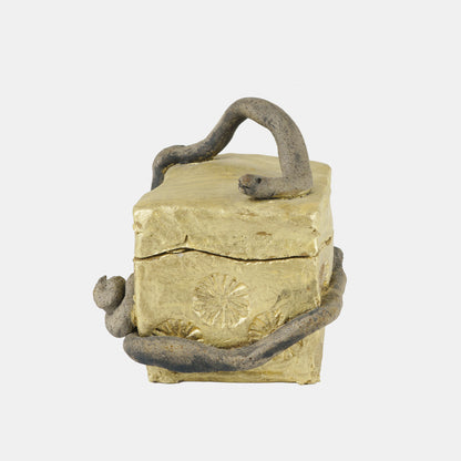 Vintage Folk Ceramic Snake Box