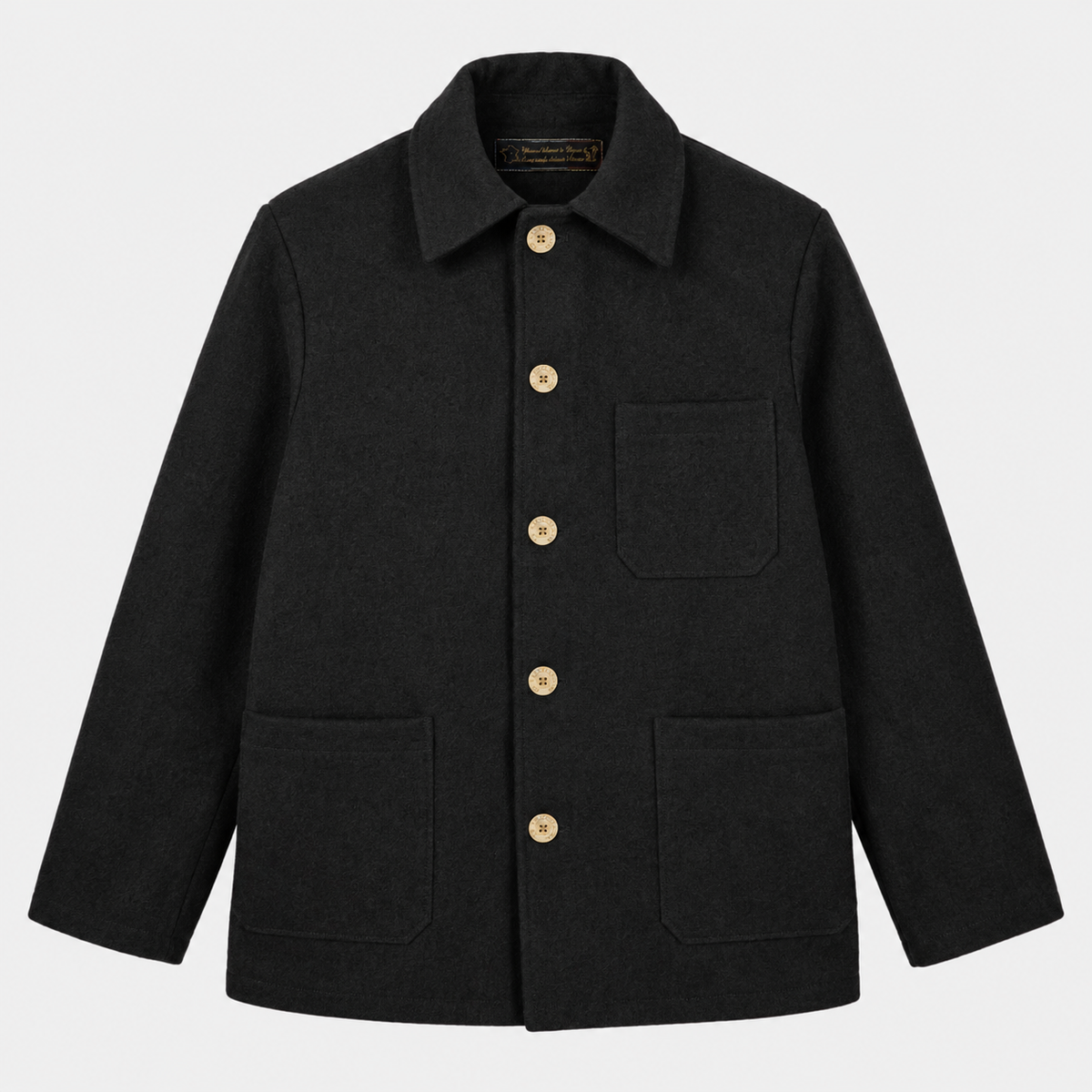 Le Laboureur French Wool Field Coat in Noir