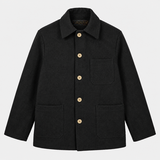 Le Laboureur French Wool Field Coat in Noir