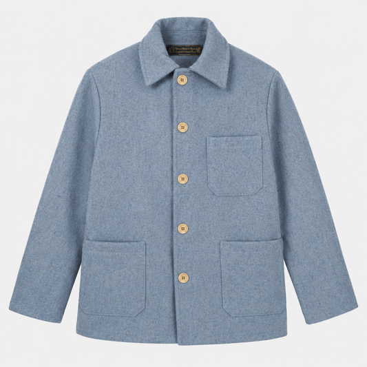 Le Laboureur French Wool Field Coat in Horizon Blue
