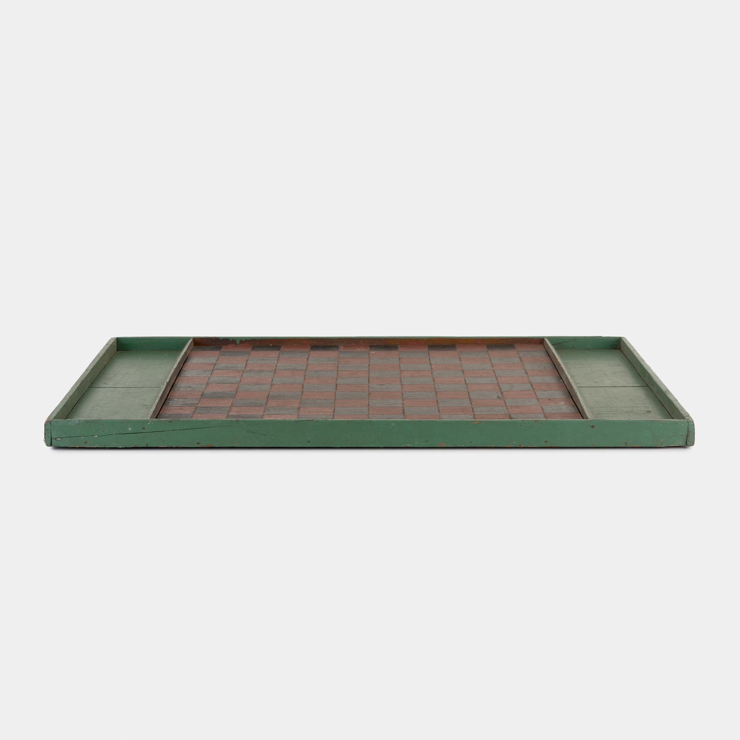 Antique Hand Painted Wood Checkerboard -Brown/Green