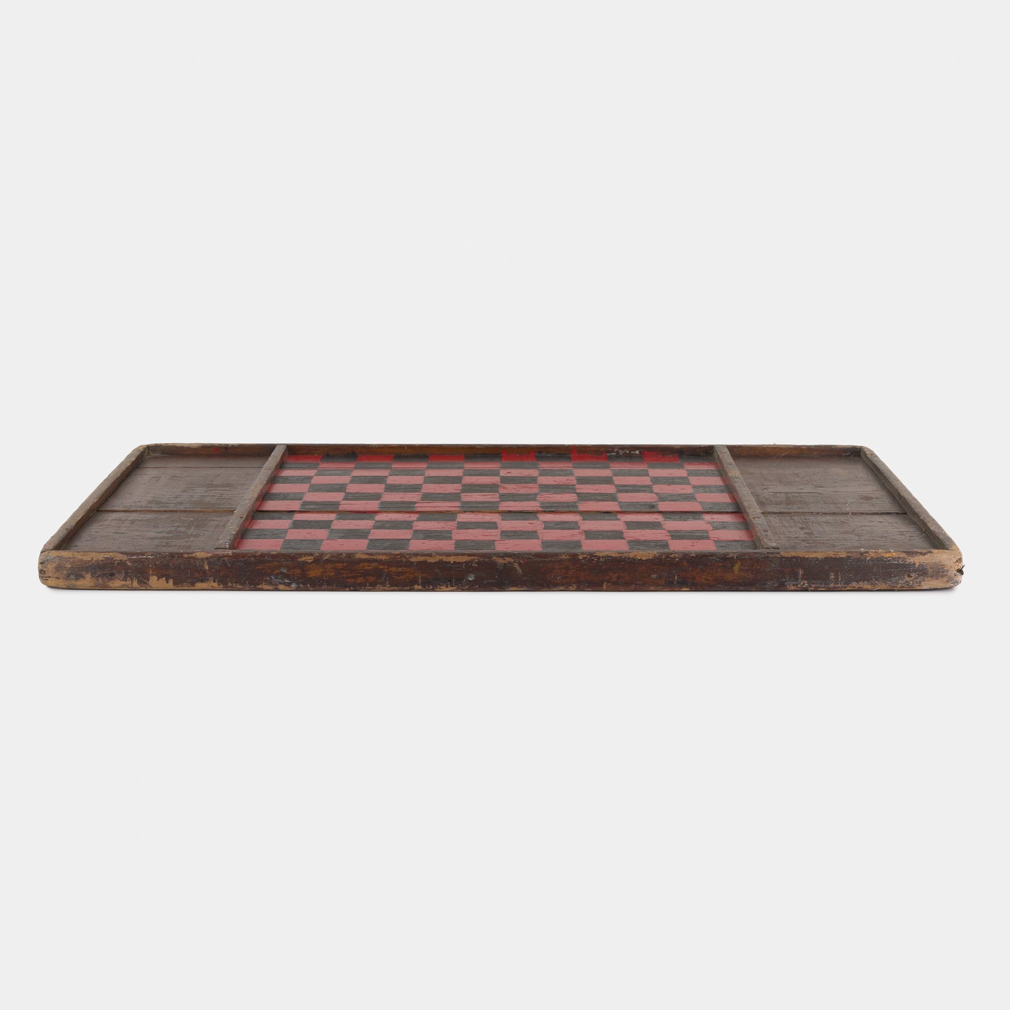 Antique Hand Painted Wood Checkerboard - Red